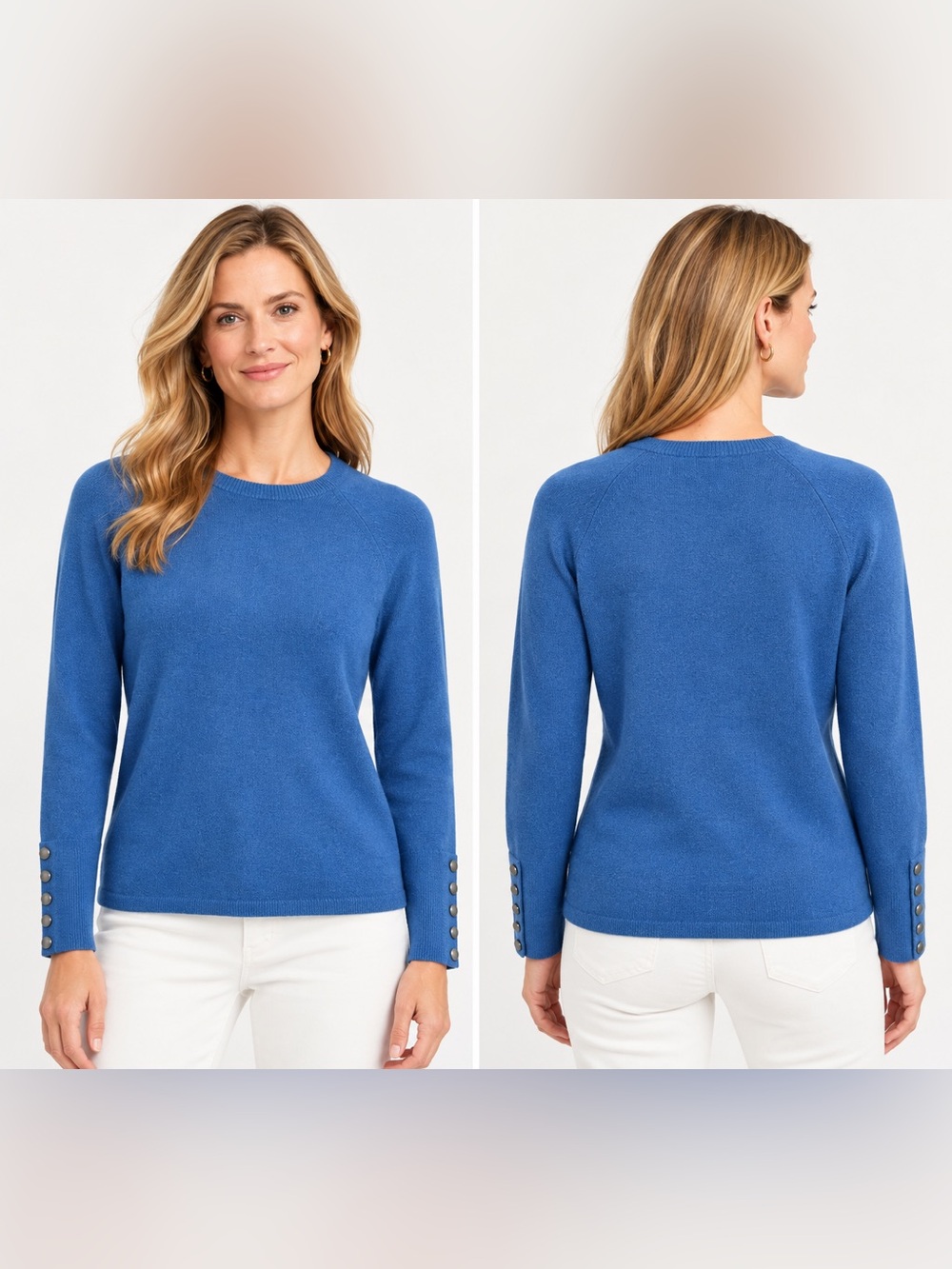 J.McLaughlin 100% Cashmere Blue Raglan Sleeve Sweater – Size Small